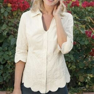 Soft Surroundings "Work of Art" Ecru Top XS